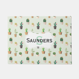 Colourful Potted Cactus Door Mat