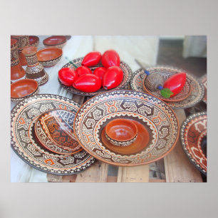 Colourful Pottery at an Artisan Fair Poster