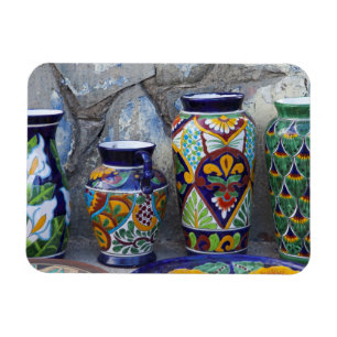 Colourful pottery for sale in downtown Loreto, Magnet