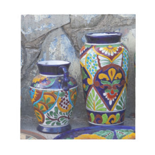 Colourful pottery for sale in downtown Loreto, Notepad