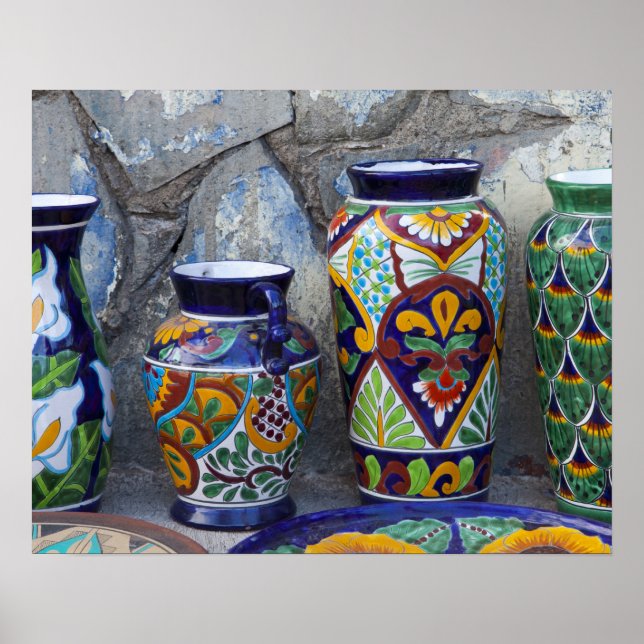 Colourful pottery for sale in downtown Loreto, Poster (Front)