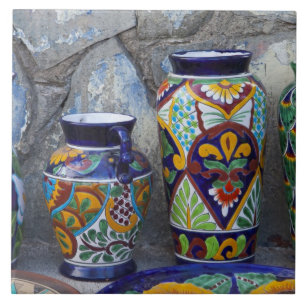 Colourful pottery for sale in downtown Loreto, Tile