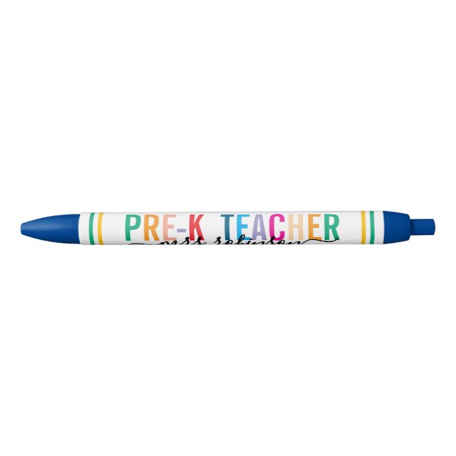 Colourful Pre-K Teacher Pen with Custom Name (Front)