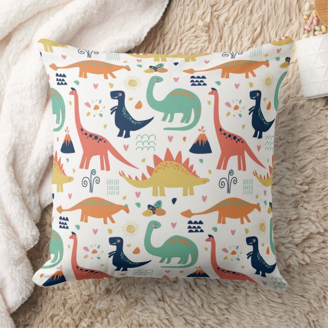 Colourful Prehistoric Dinosaurs Pattern Cushion (Blanket)