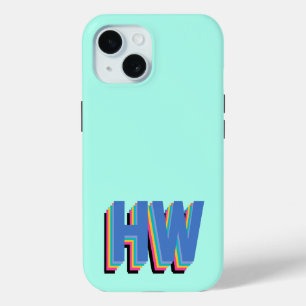 Colourful Preppy Initial Name  iPhone 15 Case