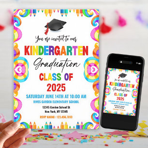 Colourful Preschool Graduation Invitation 
