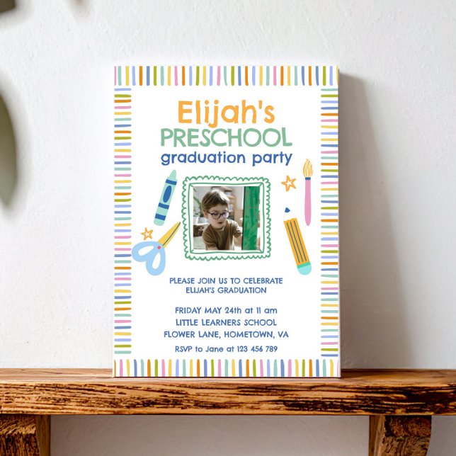 Colourful Preschool Graduation Party Invitation (Creator Uploaded)