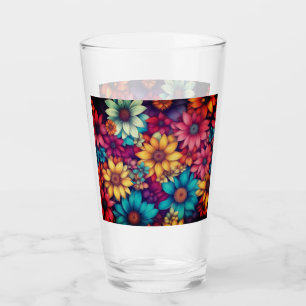Colourful Pretty Abstract Flowers Glass