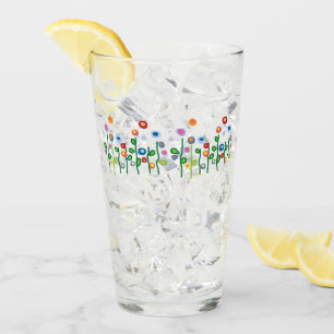Colourful pretty arty flower border glass