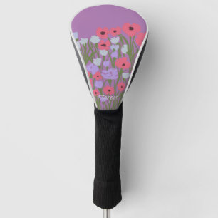 Colourful Pretty Floral Charm + Custom Name Golf Head Cover