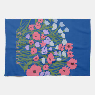Colourful Pretty Floral Charm + Custom Name Tea Towel