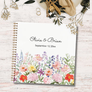 Colourful Pretty Flowers Floral Garden Guestbook Notebook