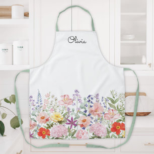 Colourful Pretty Flowers Floral Garden Personalise Apron
