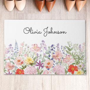 Colourful Pretty Flowers Floral Garden Personalise Doormat