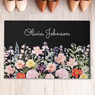 Colourful Pretty Flowers Floral Garden Personalise Doormat