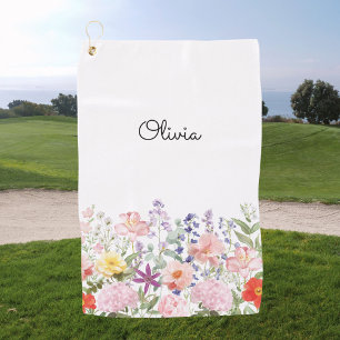 Colourful Pretty Flowers Floral Garden Personalise Golf Towel