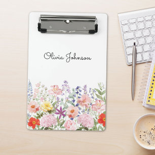 Colourful Pretty Flowers Floral Garden Personalise Mini Clipboard