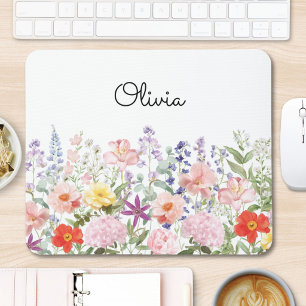Colourful Pretty Flowers Floral Garden Personalise Mouse Pad