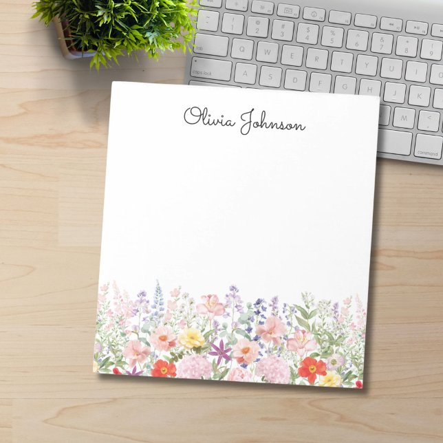 Colourful Pretty Flowers Floral Garden Personalise Notepad (Creator Uploaded)
