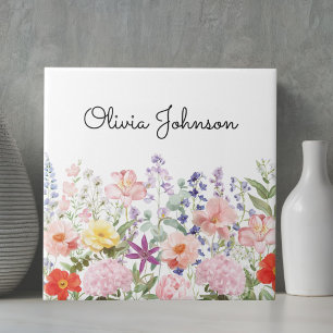 Colourful Pretty Flowers Floral Garden Personalise Tile