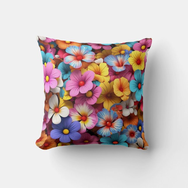 Colourful Pretty Flowers Pattern-20240 Cushion (Front)