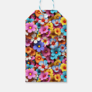 Colourful Pretty Flowers Pattern-20340 Gift Tags