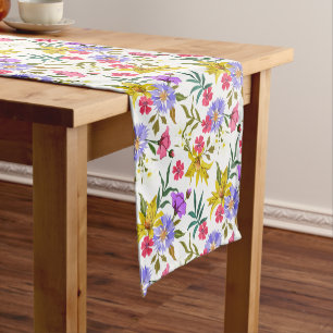 Colourful pretty flowers pattern short table runne runner
