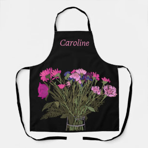 Colourful Pretty Spring Flower +Custom Name For He Apron