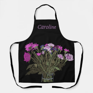 Colourful Pretty Spring Flower +Custom Name For He Apron