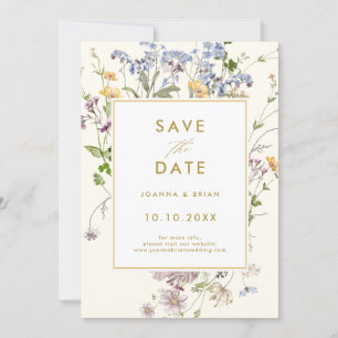 Colourful Pretty Spring Wildflower Meadow Garden Save The Date