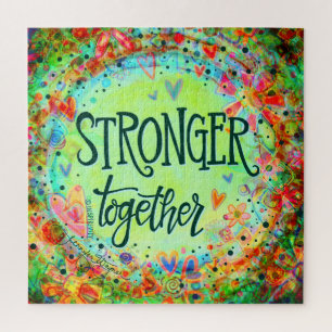 Colourful Pretty Stronger Together Inspirational Jigsaw Puzzle