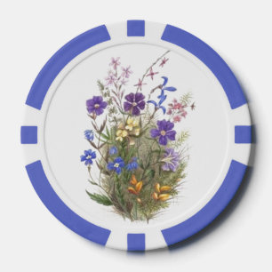 Colourful Pretty Vintage Wildflowers Poker Chips