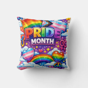 Colourful Pride Month Rainbow and Unicorn Art  Cushion