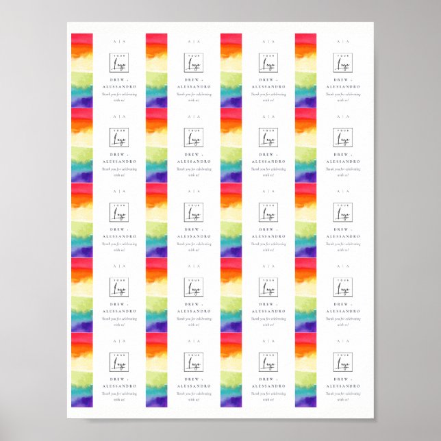 Colourful Pride Rainbow Wedding Digital Favour Tag Poster (Front)