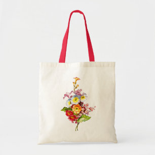 Colourful Primrose Bouquet Vintage Floral Art Girl Tote Bag
