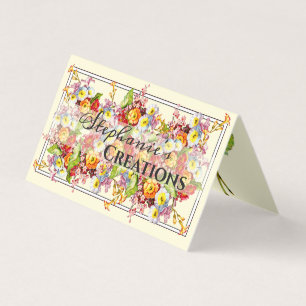 Colourful Primroses Cute Floral Spring Personalise Business Card
