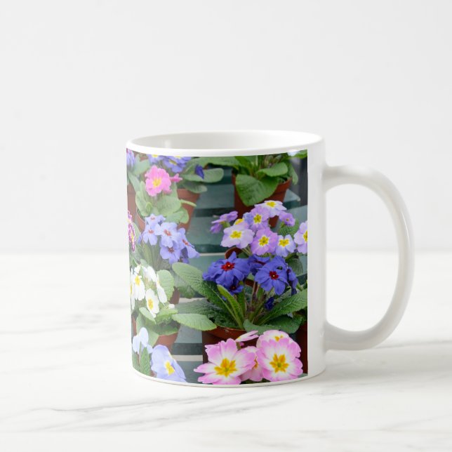 Colourful primroses print coffee mug (Right)