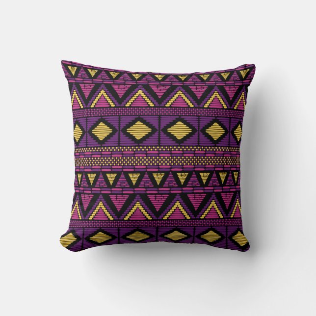  Colourful print and ethnic texture Cushion (Front)