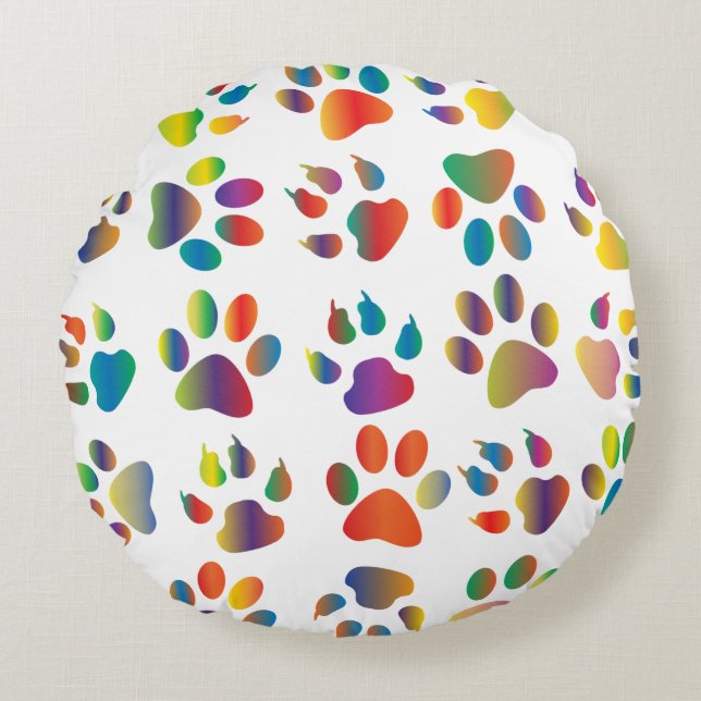 Colourful prismatic rainbow animal round cushion (Front)