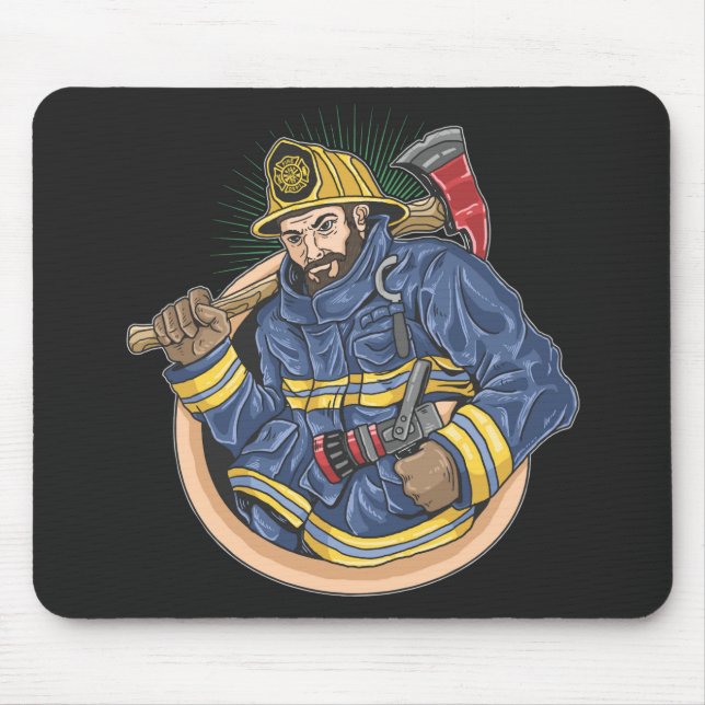 Colourful Professional Firefighter Mouse Pad (Front)