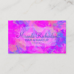 Colourful Professional Pink Holographic Modern Business Card