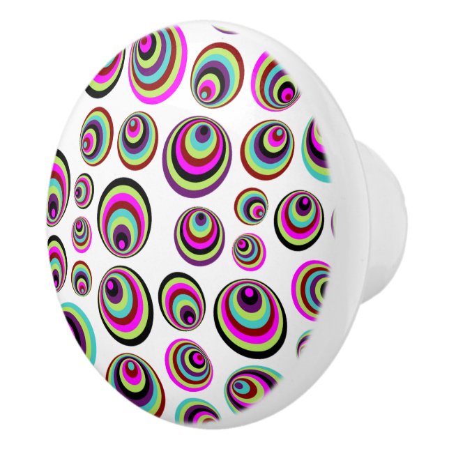 Colourful psych dots + your background & ideas ceramic knob (Right)