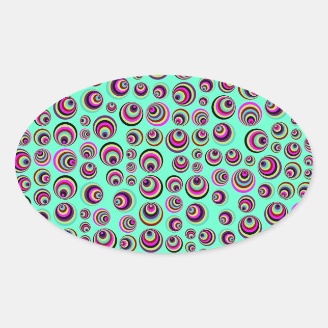 Colourful Psych Spots + your background & idea Oval Sticker (Front)