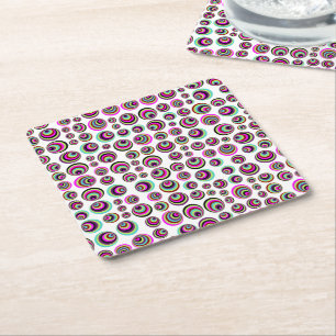 Colourful Psych Spots + your background & idea Square Paper Coaster