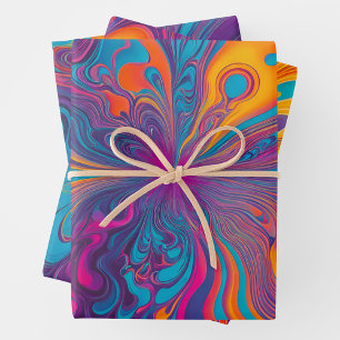 Colourful Psychedelia Art Wrapping Paper Sheets