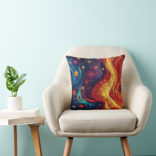 Colourful Psychedelic Abstract Art Cushion