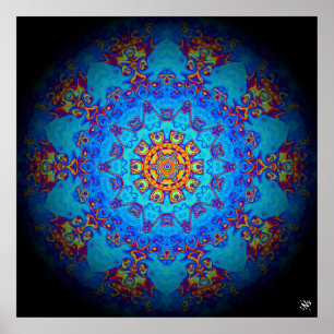 Colourful psychedelic abstract pattern poster