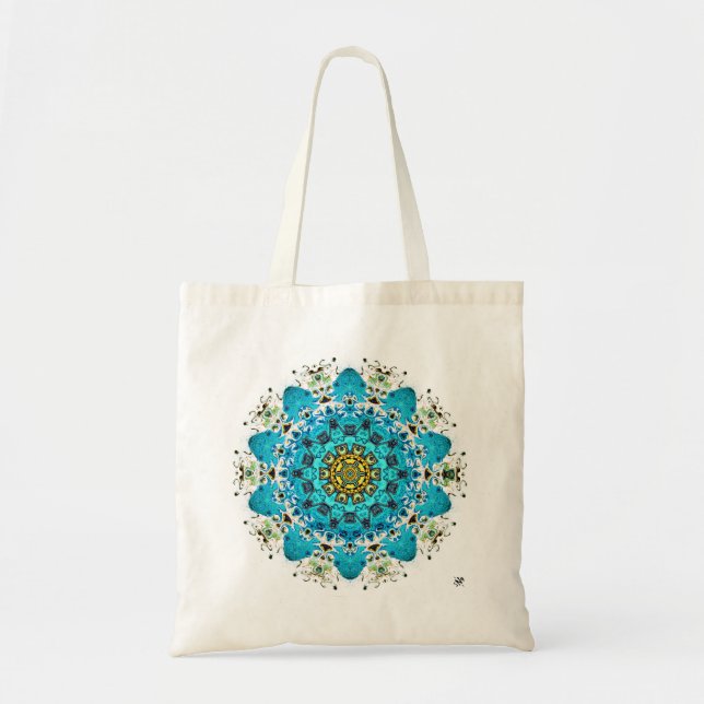 Colourful psychedelic abstract pattern tote bag (Front)