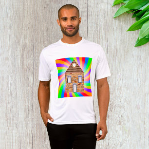 Colourful Psychedelic Brick House Rainbow Design T-Shirt