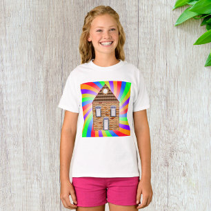Colourful Psychedelic Brick House Rainbow Design T-Shirt